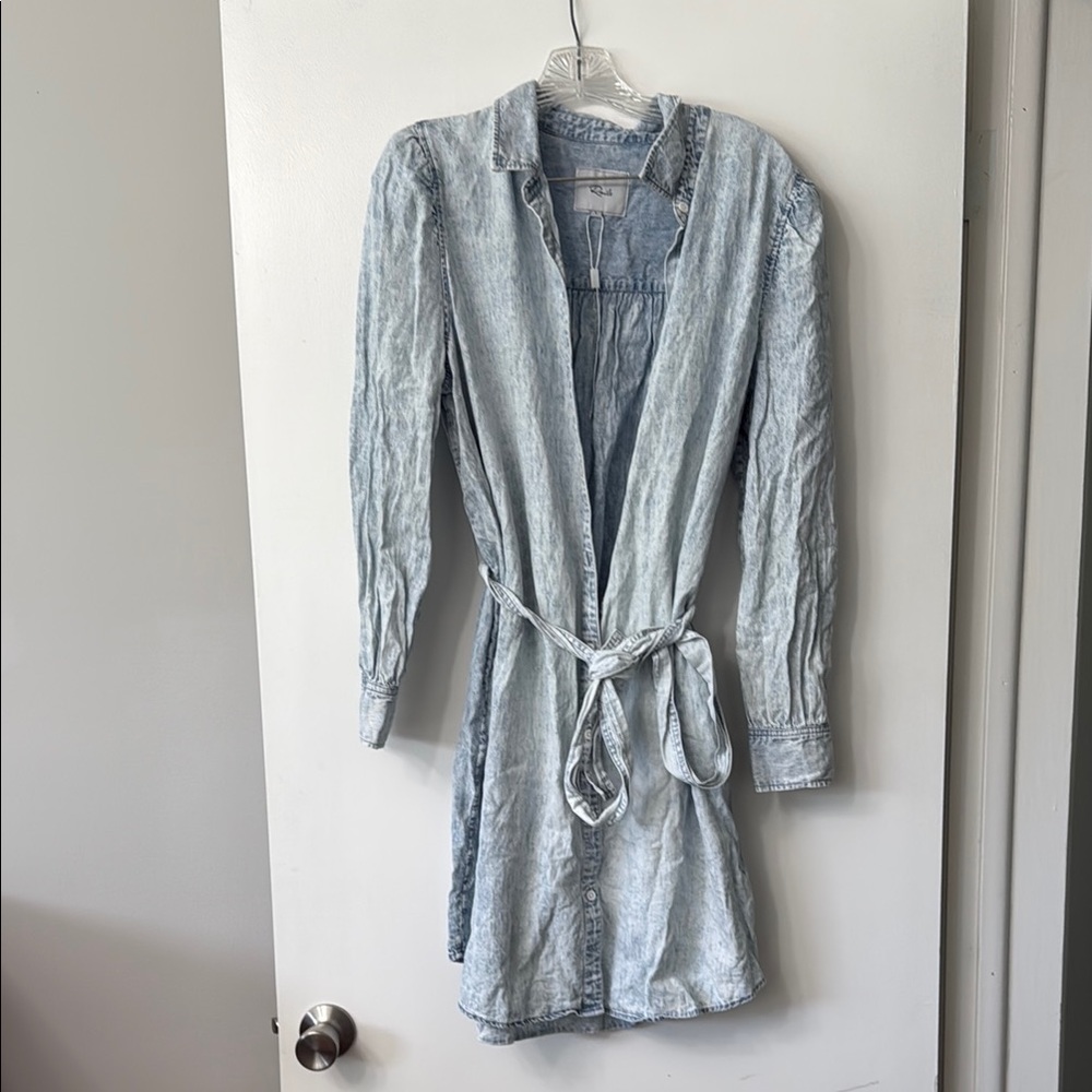 Rails Blue Long Sleeve Notched Collar Dress